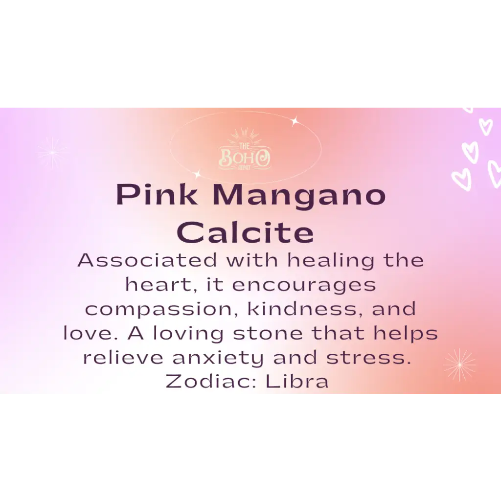 Pink Mangano Calcite Crystal Tumbled Stone - Crystals