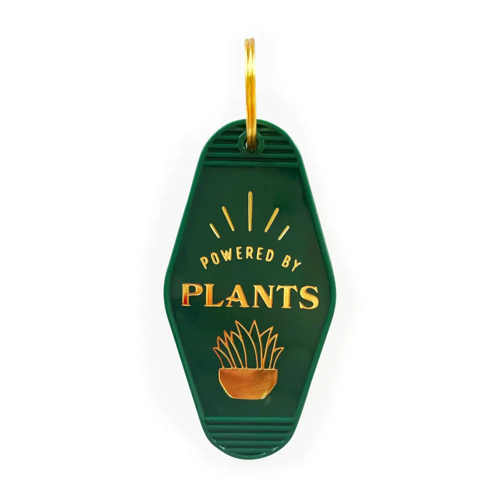 Powered by Plants Motel Key Tag | Green with Gold Foil