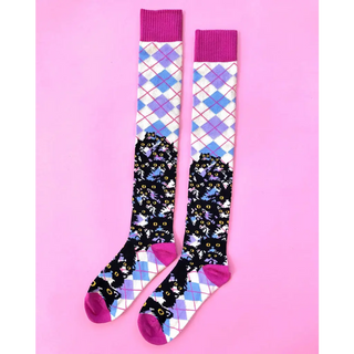 Pretty Snake - Argyle Kitty Knee Socks