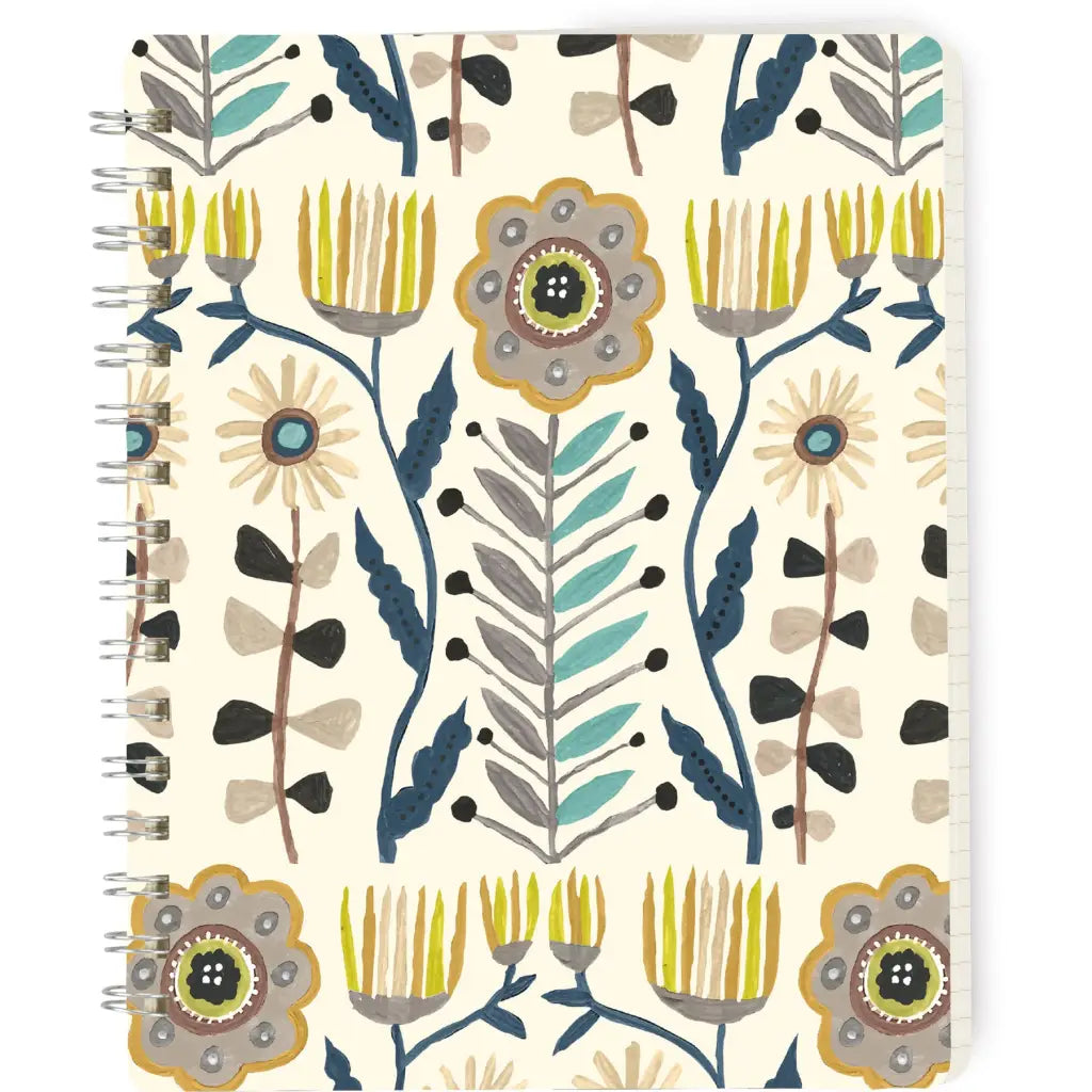 Primitive Floral Spiral Notebook