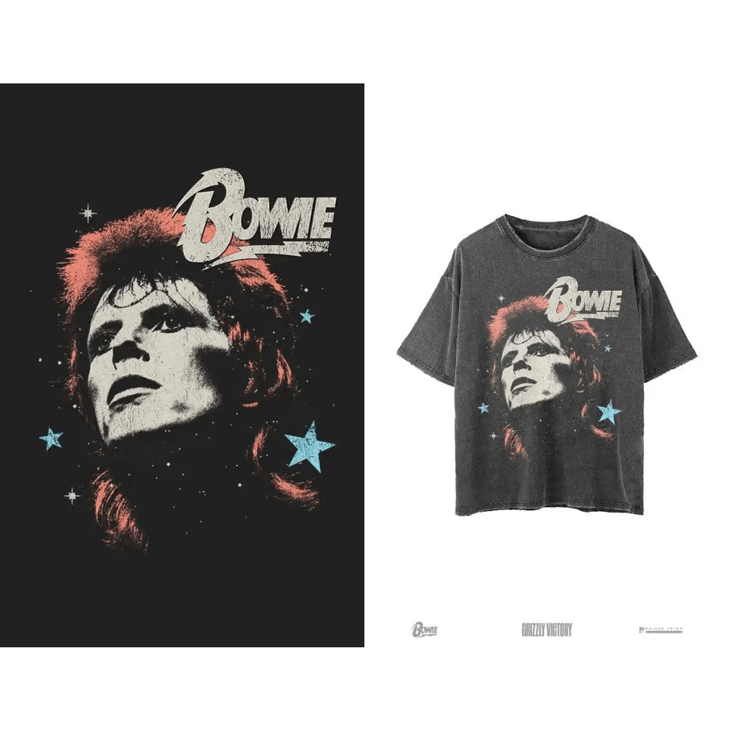 David Bowie Stars Oversized Tee Black - Small