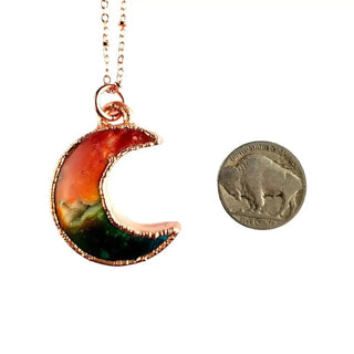 Rainbow Agate Druzy Moon Necklace