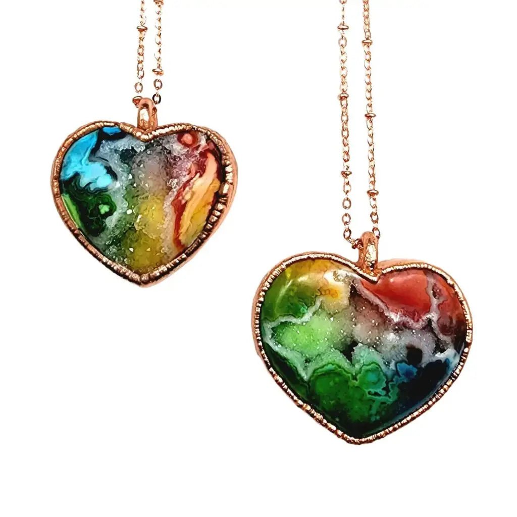 Rainbow Agate Heart Necklace