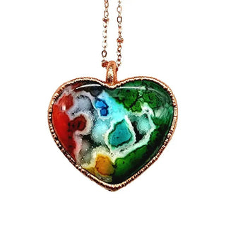 Rainbow Agate Heart Necklace