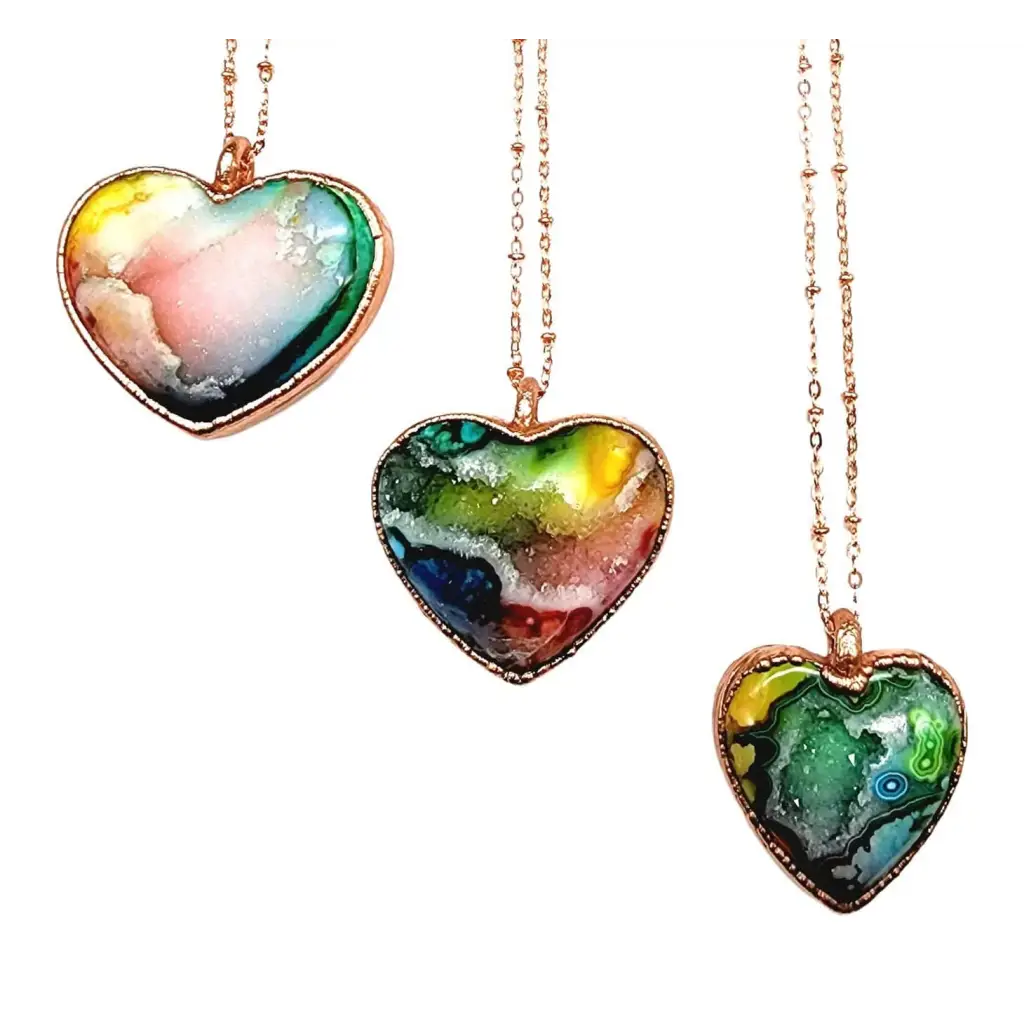 Rainbow Agate Heart Necklace