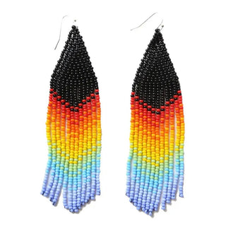 Rainbow Black Beaded Earrings - earrings