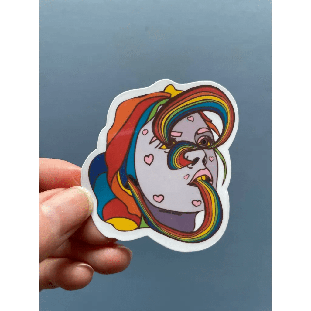 Rainbow Heart Trippy Psychedelic Sticker - The Boho Depot