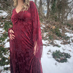 Stevie Nicks inspired raspberry velvet maxi dress