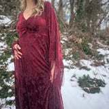 Stevie Nicks inspired raspberry velvet maxi dress