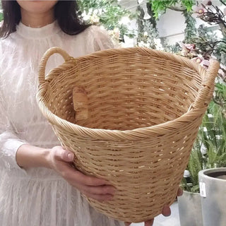 Rattan Basket w/ Handle Triple Weave - The Boho Depot