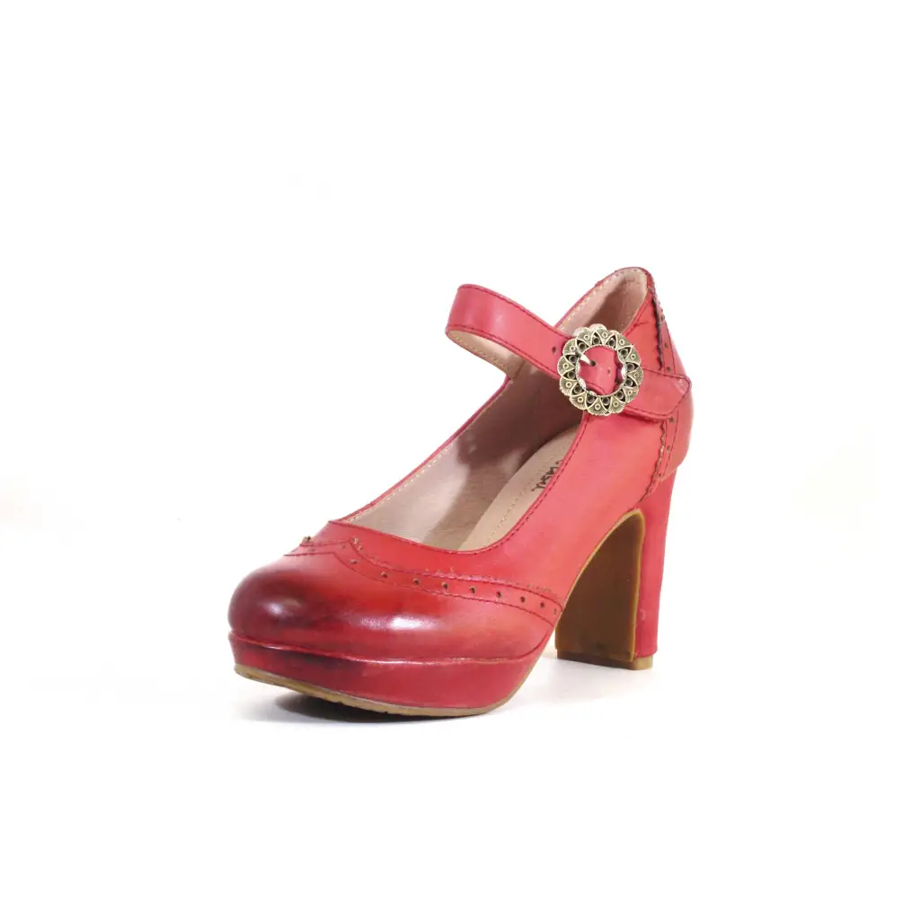 Red Dossier Leather Mary Jane Pump
