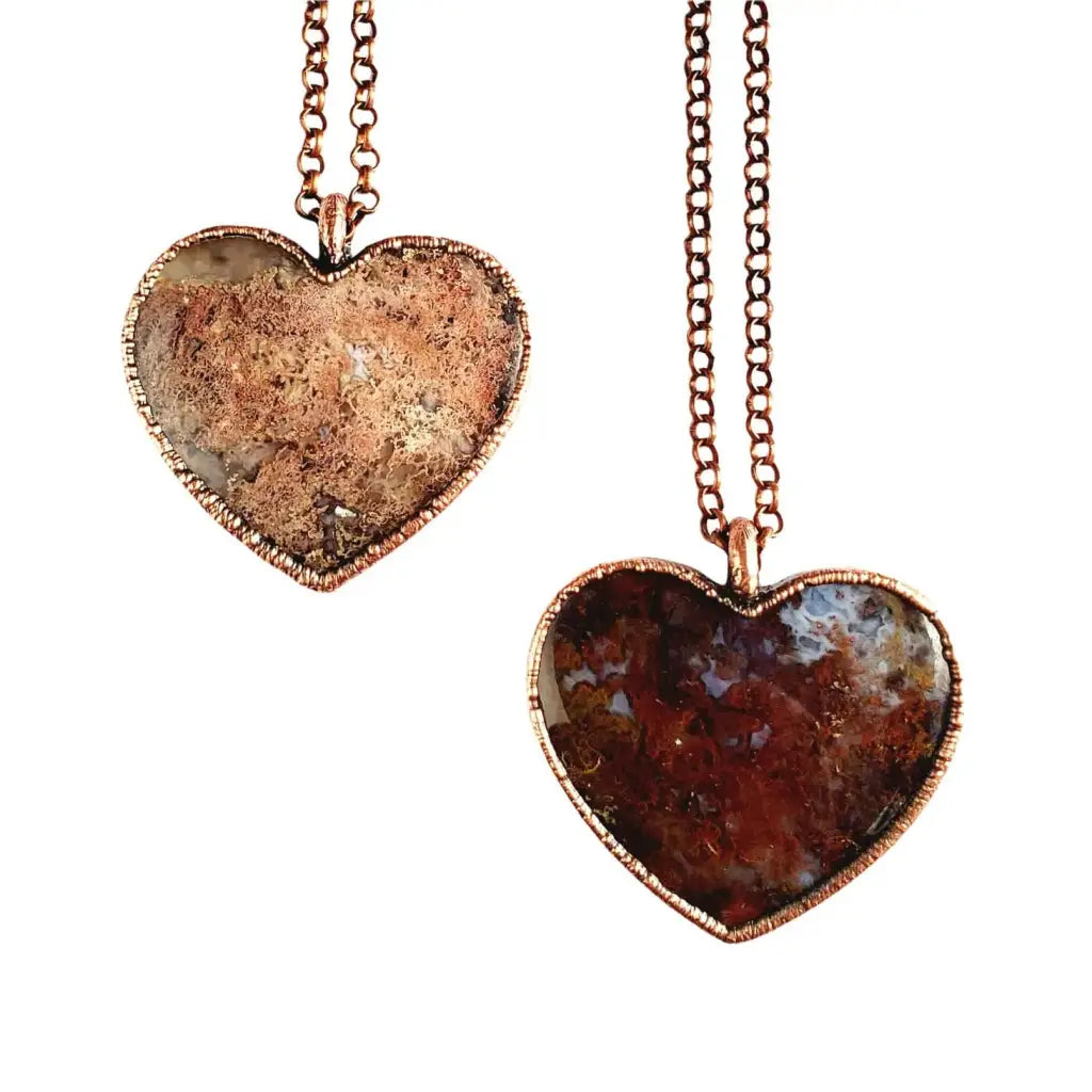 Red Moss Agate Heart Necklace