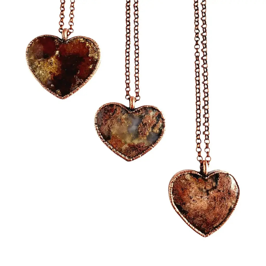 Red Moss Agate Heart Necklace