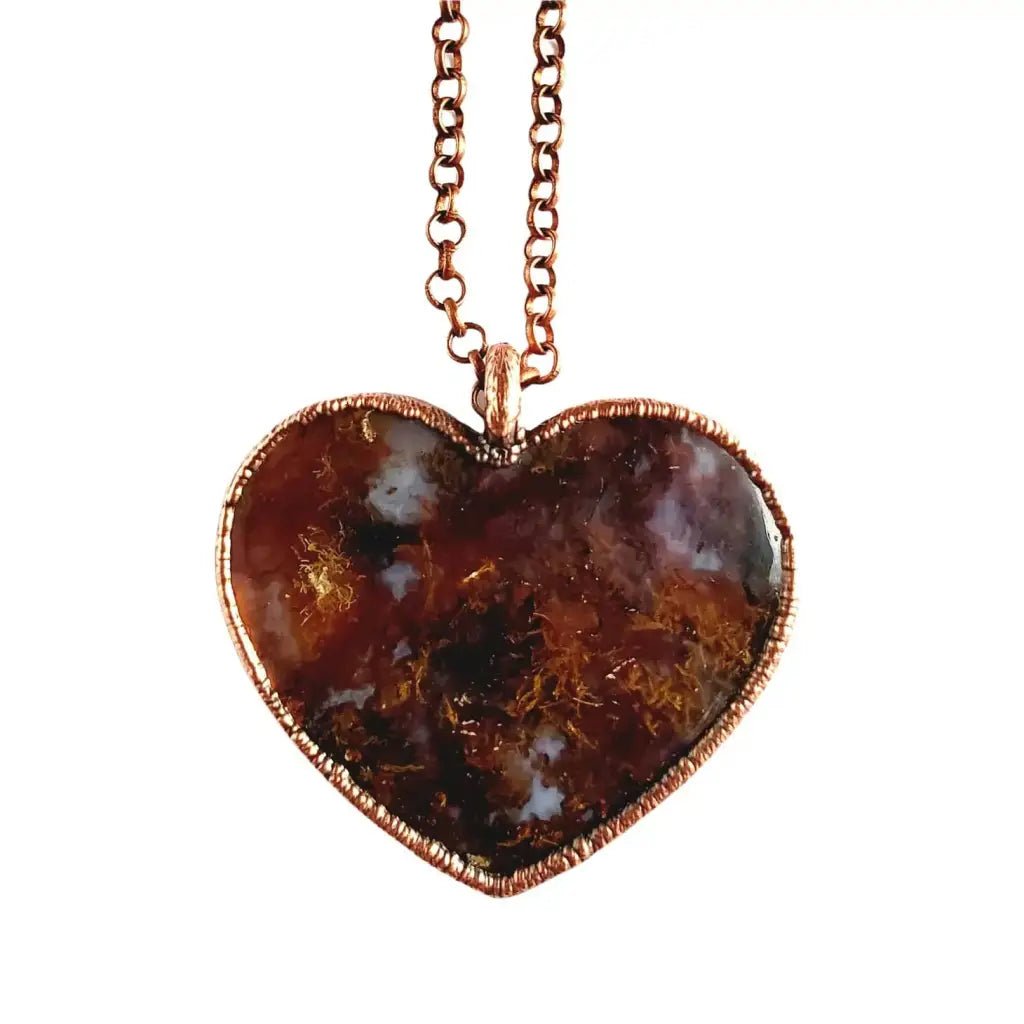 Red Moss Agate Heart Necklace