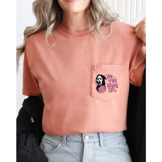 No You Hang Up Halloween Pocket Shirt - Terracotta / Small