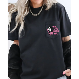 No You Hang Up Halloween Pocket Shirt - Black / Small