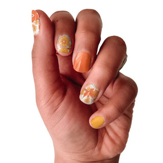 Retro Floral Warm Color Nail Wrap Set