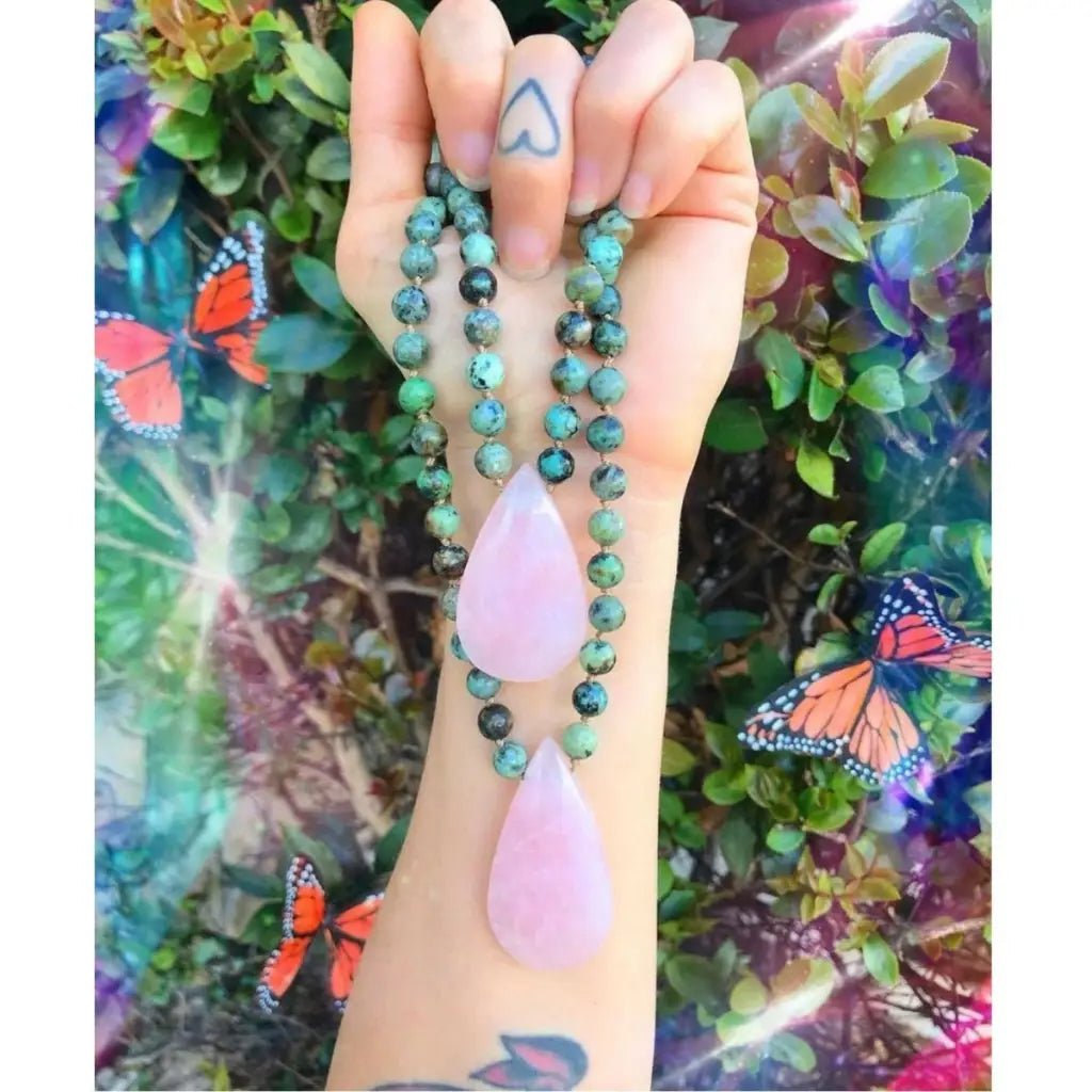 Rose Quartz & African Turquoise Necklace - Necklaces