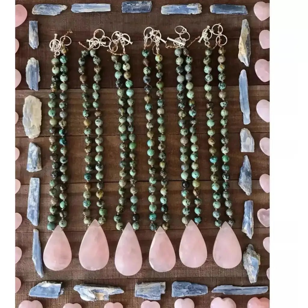 Rose Quartz & African Turquoise Necklace - Necklaces