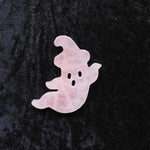 Hand-carved rose quartz crystal ghost figurine for love and healing energy.