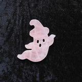 Hand-carved rose quartz crystal ghost figurine for love and healing energy.