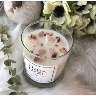 Rose Quartz Luxe soy wax crystal candle