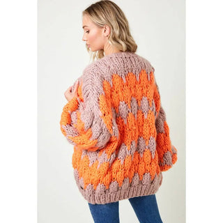 Chunky Cardigan - Orange Taupe: One Size