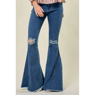 Denim Flared Bell Bottom Jeans - M