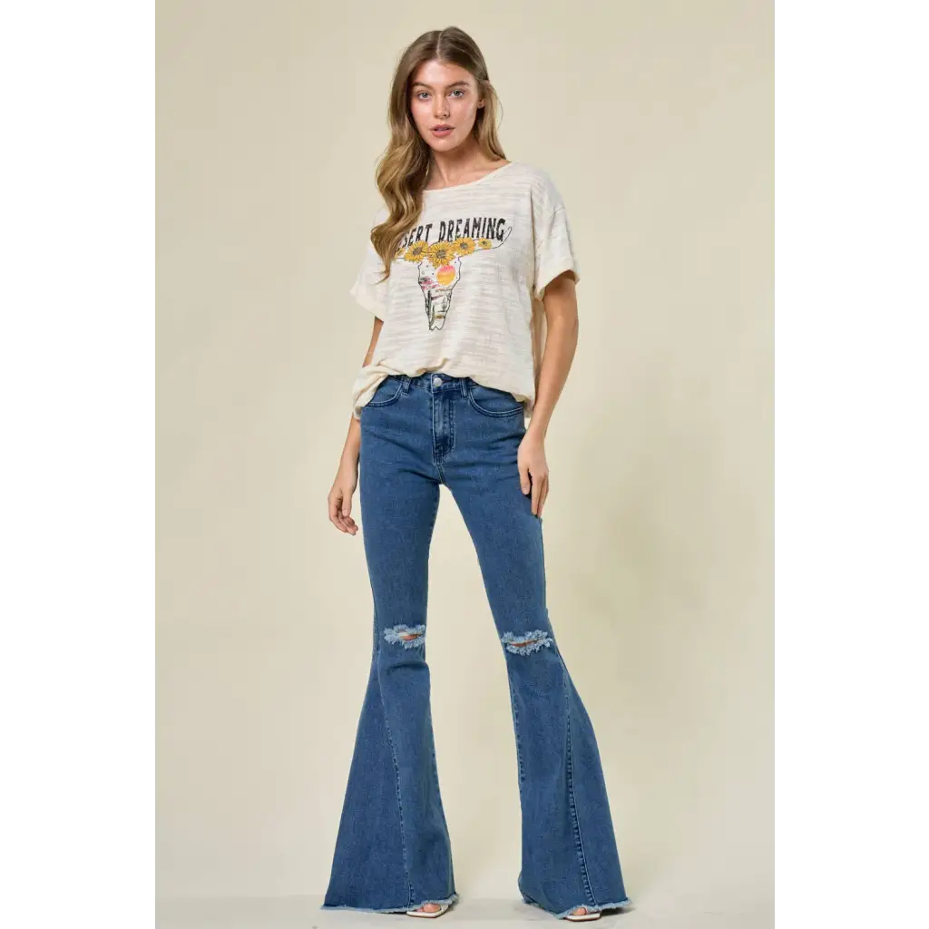 Denim Flared Bell Bottom Jeans