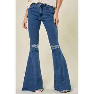 Denim Flared Bell Bottom Jeans - S