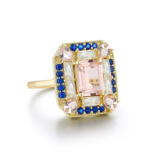 Sapphire Morganite Art Deco Ring