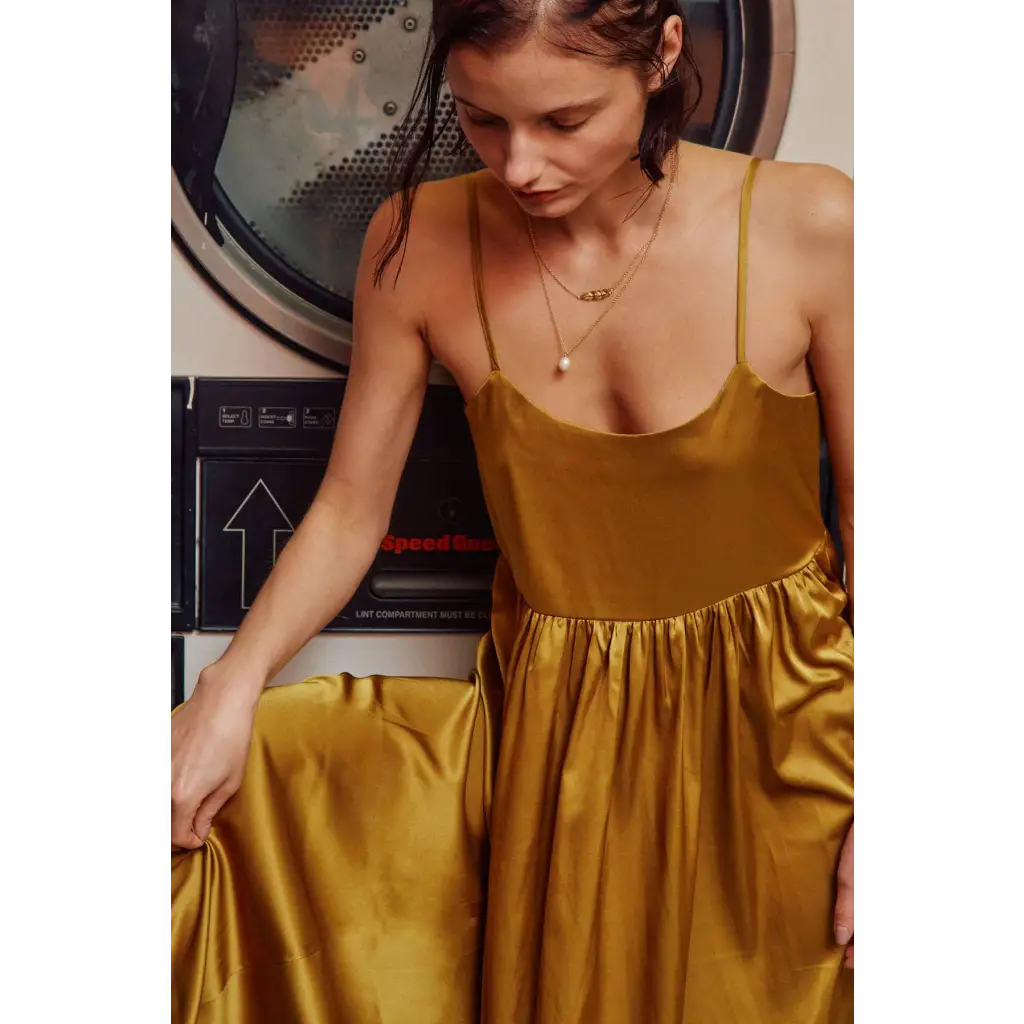 Satin Tie-back Camisole Midi Dress - Dress