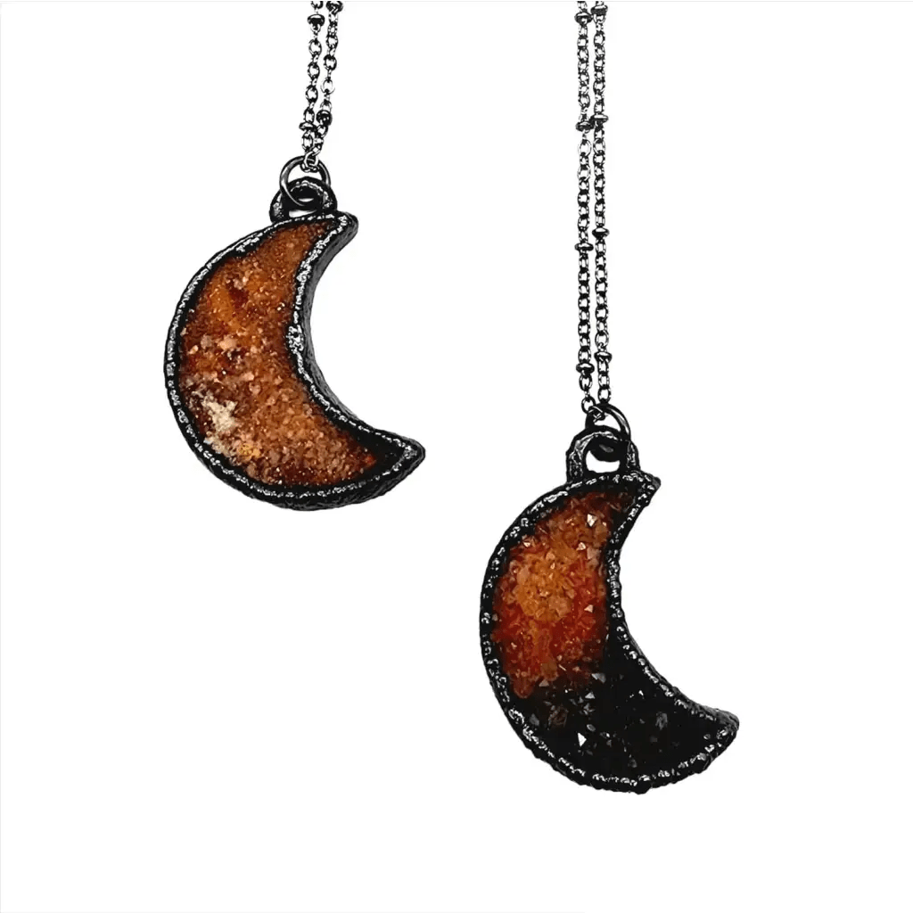 Scarlet Druzy Moon Necklace - default