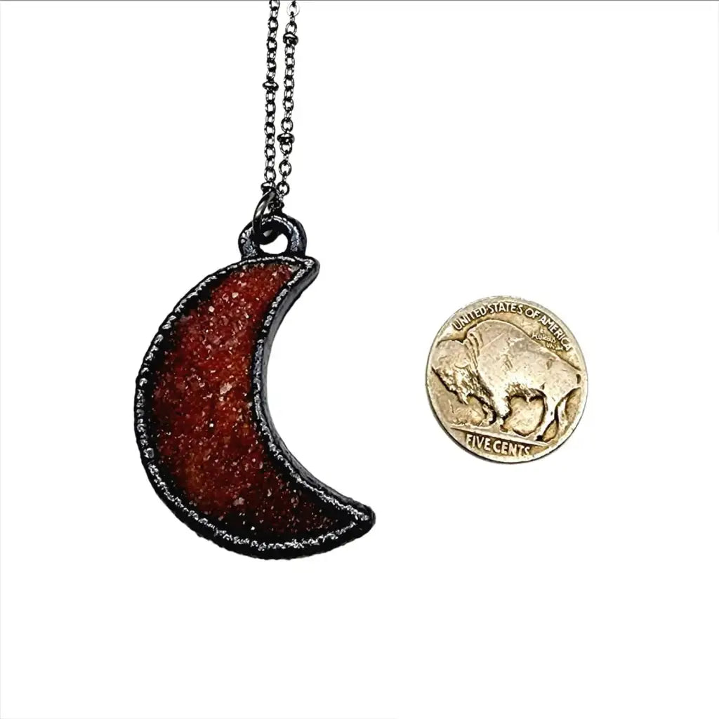Scarlet Druzy Moon Necklace - default