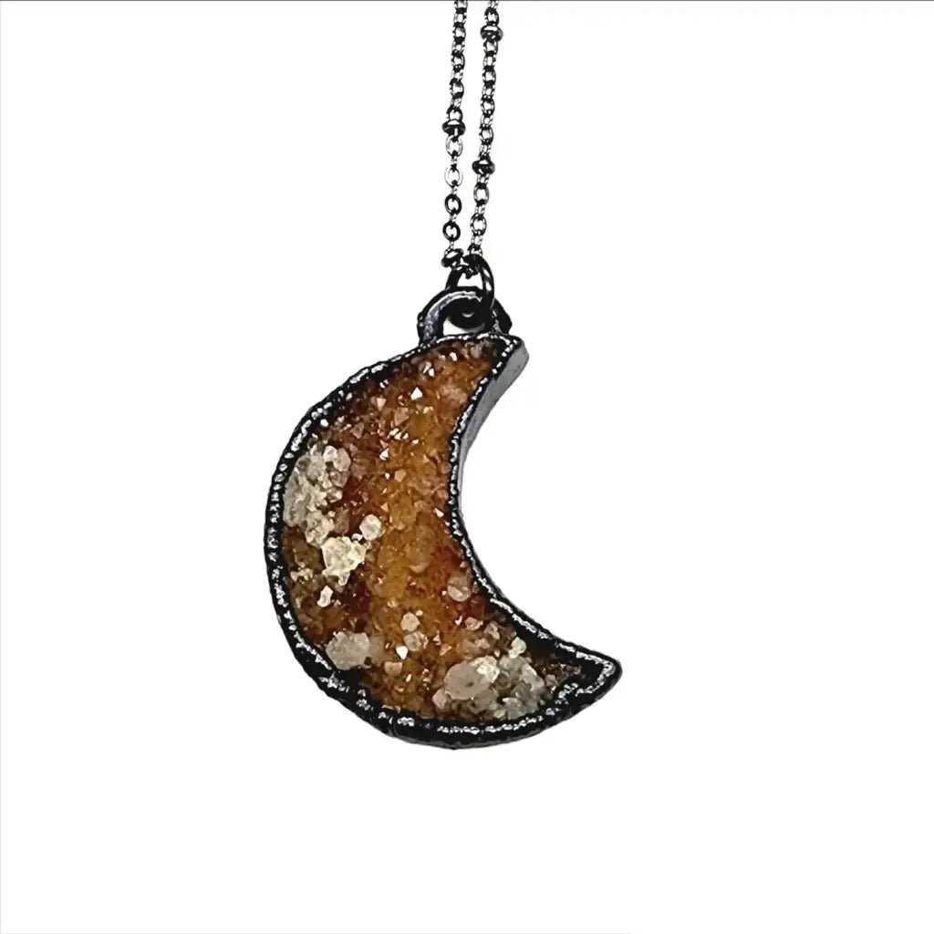 Scarlet Druzy Moon Necklace - default