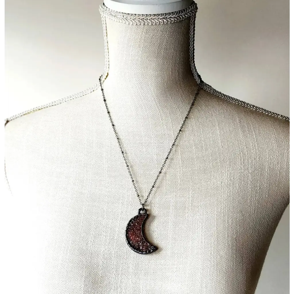 Scarlet Druzy Moon Necklace - default