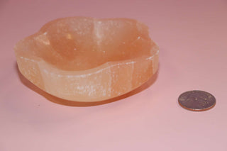 Peach Selenite Flower Bowls 10cm