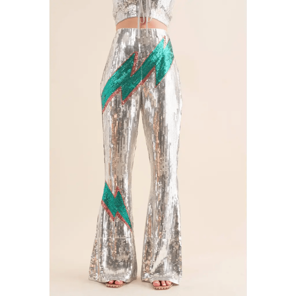Sequin Flare Thunderbolt Disco Pants