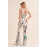 Sequin Flare Thunderbolt Print Pants