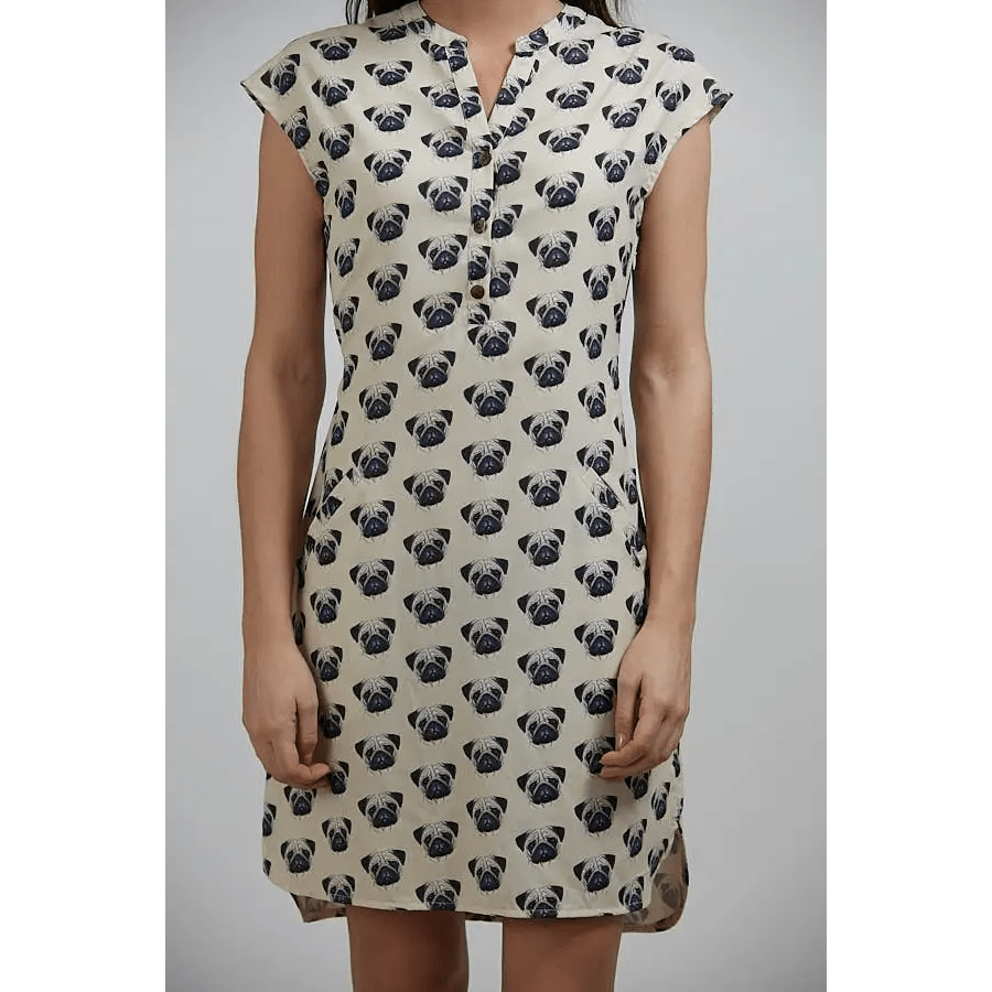 Pug Face Print Tunic Dress
