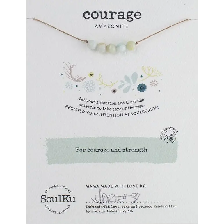 SoulKu - Amazonite Intention Necklace for Courage IN01