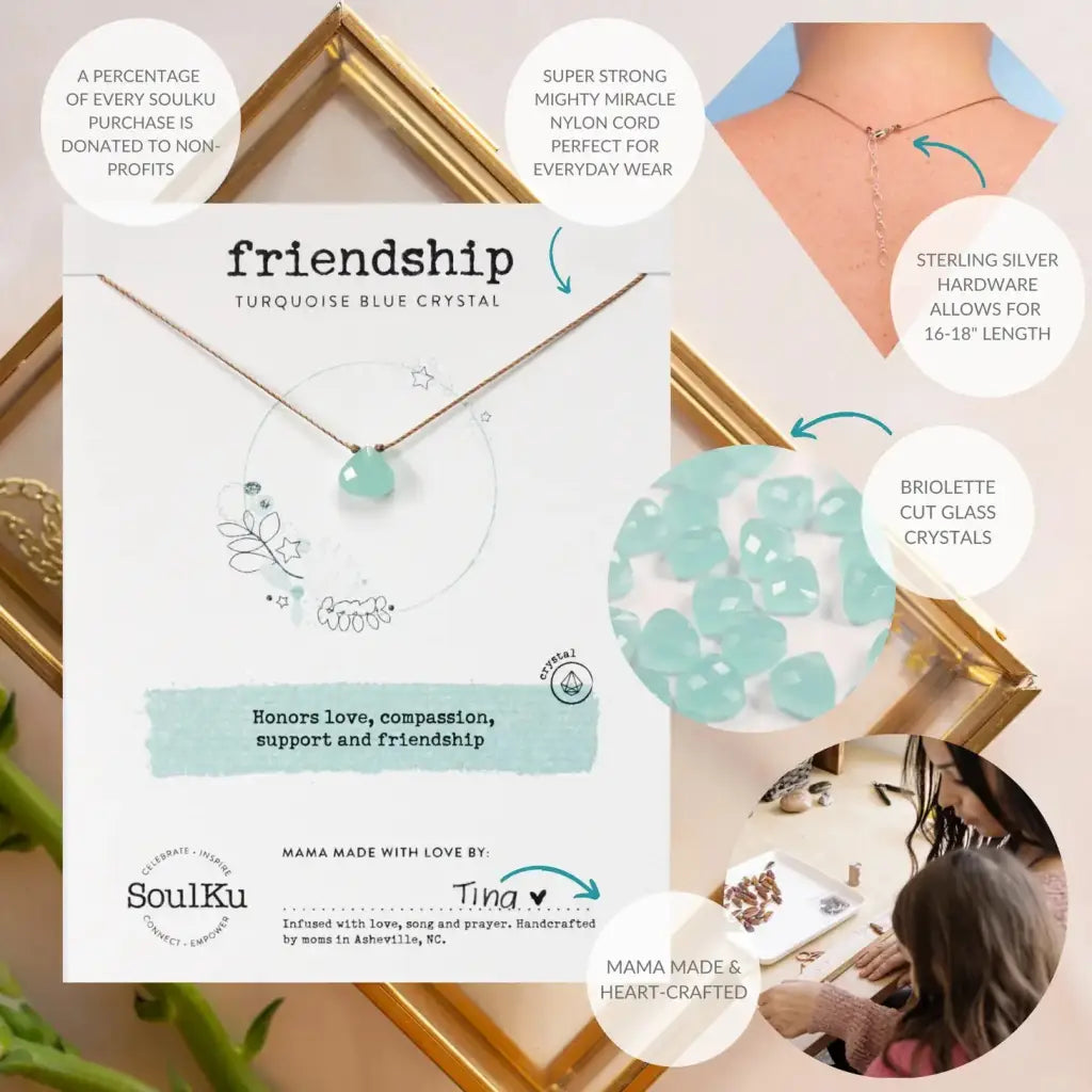 SoulKu Turquoise Crystal Necklace for Friendship
