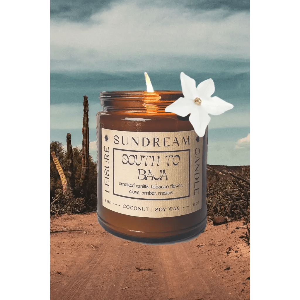 South To Baja - Candle 8oz - Amber Glass Jar - The Boho Depot