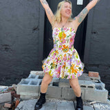 Floral Print Bubble Skirt Mini Dress