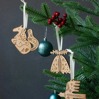 Starry Moth Wood Ornament