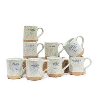 The XO Shero Quote Mugs on a white background.