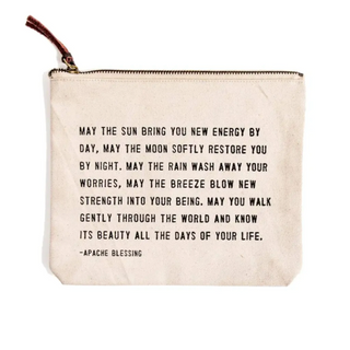 The Apache Blessing Iconic Quotes Canvas Zip Bag on a white background.