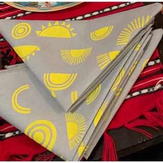 Sun Print Bandana In Gray And Yellow