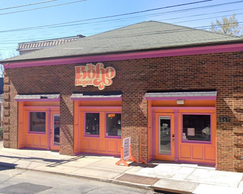 The Boho Depot storefront in Winston-Salem’s West End — local boho boutique for crystals, clothing, and unique gifts.
