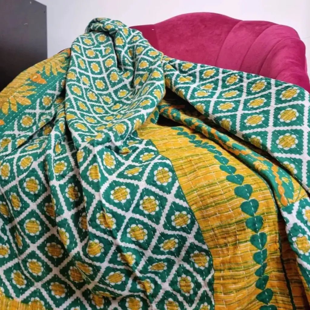 Vintage Recycle Kantha Sofa/Bed Blanket Throw - The Boho Depot